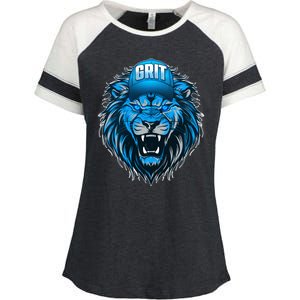 Lion Grit Detroit Football Sports Fan Enza Ladies Jersey Colorblock Tee