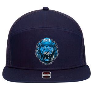 Lion Grit Detroit Football Sports Fan 7 Panel Mesh Trucker Snapback Hat