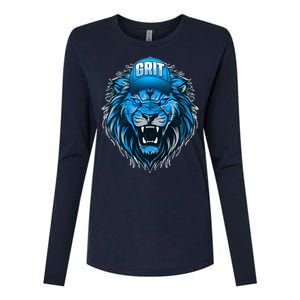 Lion Grit Detroit Football Sports Fan Womens Cotton Relaxed Long Sleeve T-Shirt