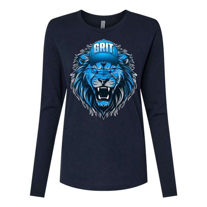 Lion Grit Detroit Football Sports Fan Womens Cotton Relaxed Long Sleeve T-Shirt