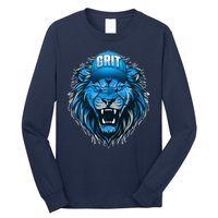 Lion Grit Detroit Football Sports Fan Long Sleeve Shirt