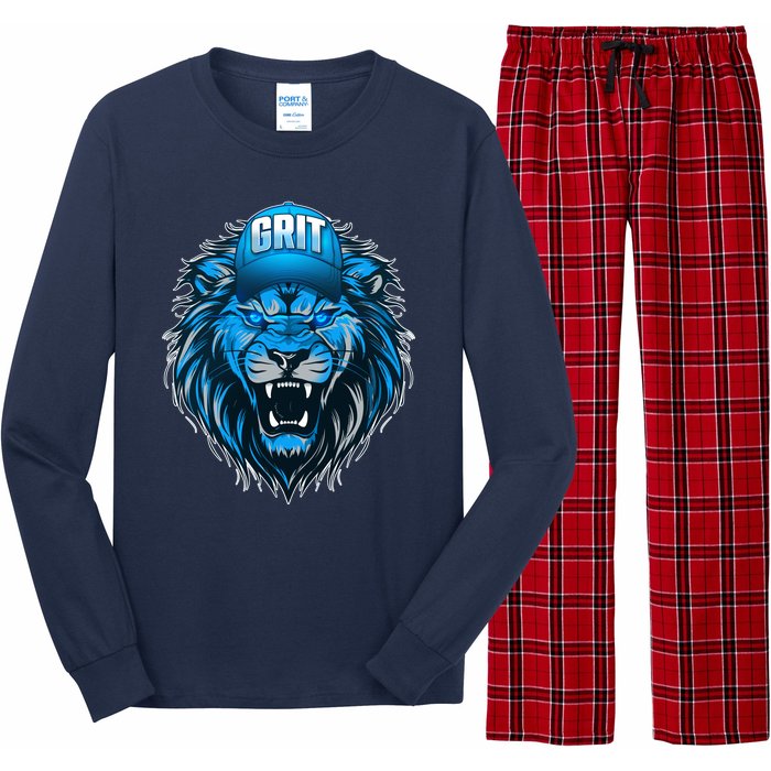 Lion Grit Detroit Football Sports Fan Long Sleeve Pajama Set