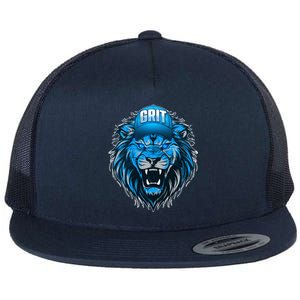 Lion Grit Detroit Football Sports Fan Flat Bill Trucker Hat