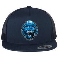 Lion Grit Detroit Football Sports Fan Flat Bill Trucker Hat