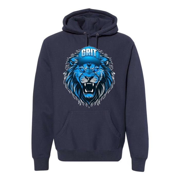 Lion Grit Detroit Football Sports Fan Premium Hoodie