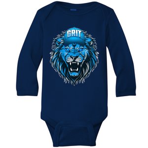 Lion Grit Detroit Football Sports Fan Baby Long Sleeve Bodysuit