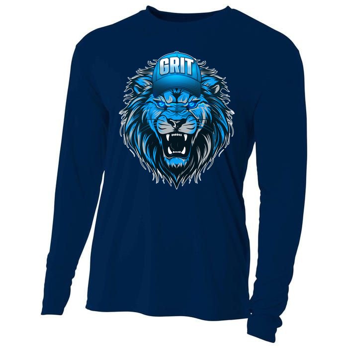 Lion Grit Detroit Football Sports Fan Cooling Performance Long Sleeve Crew