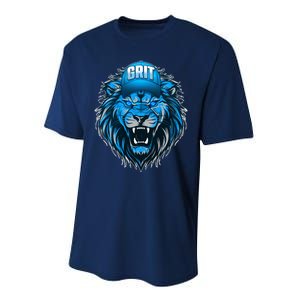 Lion Grit Detroit Football Sports Fan Performance Sprint T-Shirt