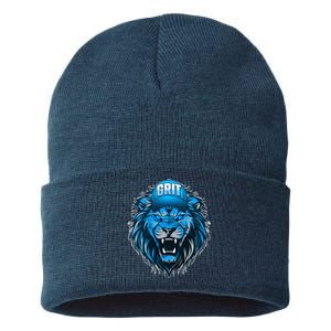 Lion Grit Detroit Football Sports Fan Sustainable Knit Beanie