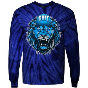 Lion Grit Detroit Football Sports Fan Tie-Dye Long Sleeve Shirt