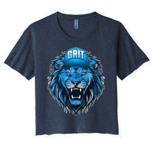 Lion Grit Detroit Football Sports Fan Women's Crop Top Tee