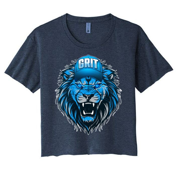 Lion Grit Detroit Football Sports Fan Women's Crop Top Tee