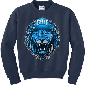 Lion Grit Detroit Football Sports Fan Kids Sweatshirt