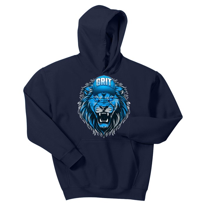 Lion Grit Detroit Football Sports Fan Kids Hoodie