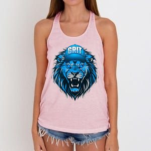 Lion Grit Detroit Football Sports Fan Women's Knotted Racerback Tank