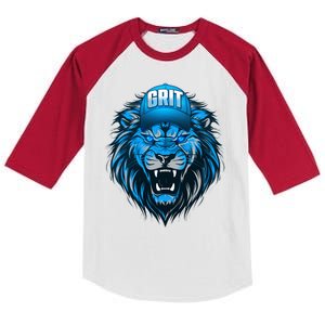 Lion Grit Detroit Football Sports Fan Kids Colorblock Raglan Jersey