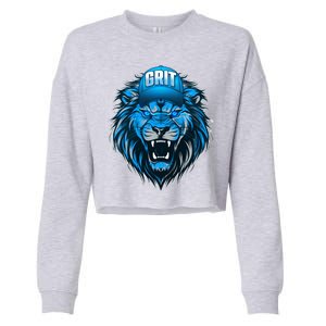 Lion Grit Detroit Football Sports Fan Cropped Pullover Crew