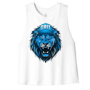 Lion Grit Detroit Football Sports Fan Women's Racerback Cropped Tank