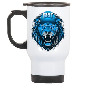 Lion Grit Detroit Football Sports Fan Stainless Steel Travel Mug