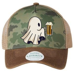 Little Ghost Drinking Beer Funny Halloween Costume Legacy Tie Dye Trucker Hat