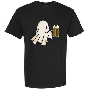 Little Ghost Drinking Beer Funny Halloween Costume Garment-Dyed Heavyweight T-Shirt