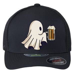 Little Ghost Drinking Beer Funny Halloween Costume Flexfit Unipanel Trucker Cap