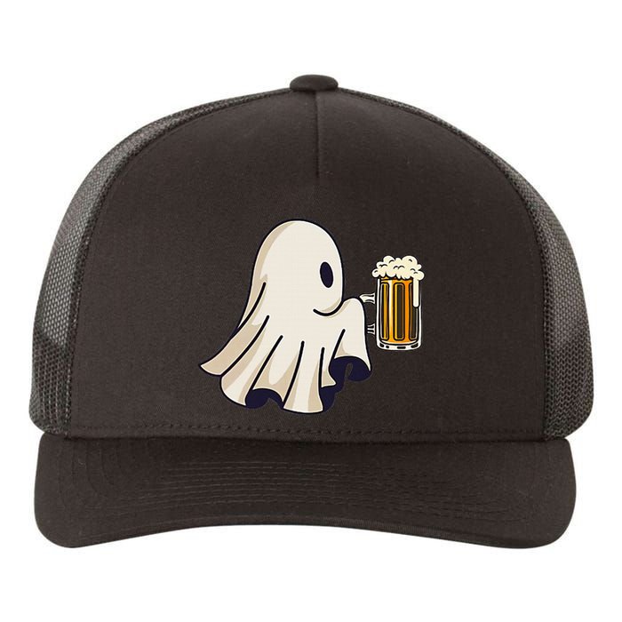 Little Ghost Drinking Beer Funny Halloween Costume Yupoong Adult 5-Panel Trucker Hat