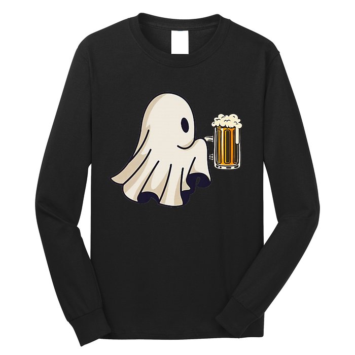 Little Ghost Drinking Beer Funny Halloween Costume Long Sleeve Shirt