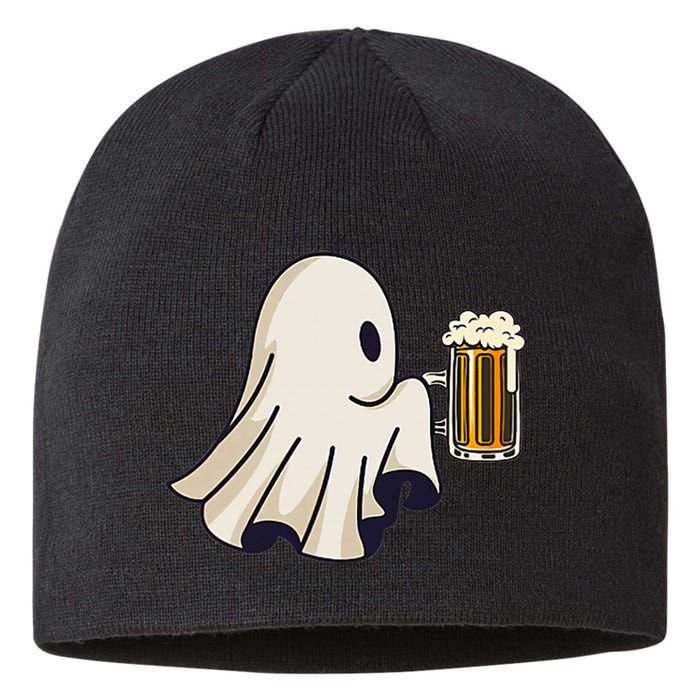 Little Ghost Drinking Beer Funny Halloween Costume Sustainable Beanie