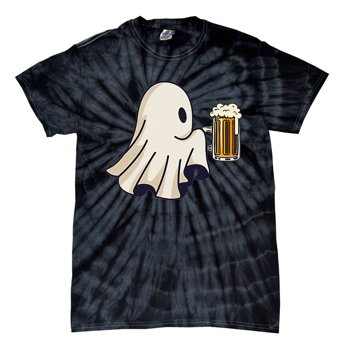 Little Ghost Drinking Beer Funny Halloween Costume Tie-Dye T-Shirt