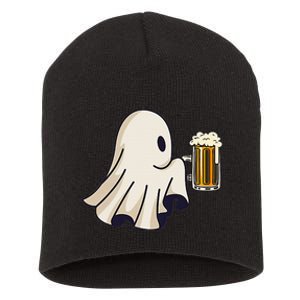 Little Ghost Drinking Beer Funny Halloween Costume Short Acrylic Beanie