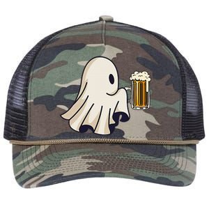 Little Ghost Drinking Beer Funny Halloween Costume Retro Rope Trucker Hat Cap