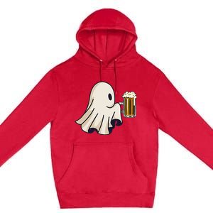 Little Ghost Drinking Beer Funny Halloween Costume Premium Pullover Hoodie