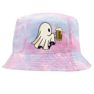 Little Ghost Drinking Beer Funny Halloween Costume Tie-Dyed Bucket Hat