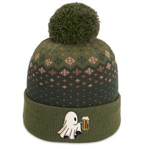 Little Ghost Drinking Beer Funny Halloween Costume The Baniff Cuffed Pom Beanie