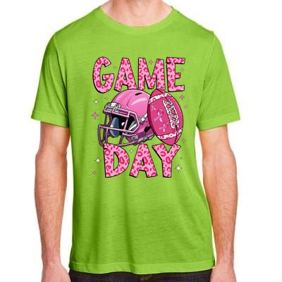 Leopard Game Day P.Ink American Football Tackle Breast Cancer Gift Adult ChromaSoft Performance T-Shirt