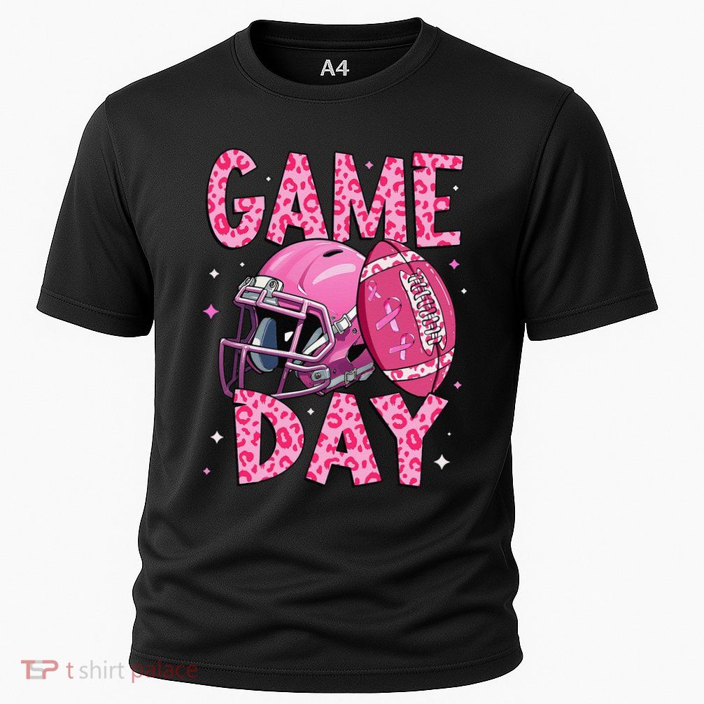 Leopard Game Day P.Ink American Football Tackle Breast Cancer Gift Performance Shirt