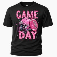 Leopard Game Day P.Ink American Football Tackle Breast Cancer Gift Cooling Performance Crew T-Shirt