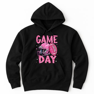 Leopard Game Day P.Ink American Football Tackle Breast Cancer Gift Hoodie