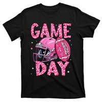 Leopard Game Day P.Ink American Football Tackle Breast Cancer Gift T-Shirt