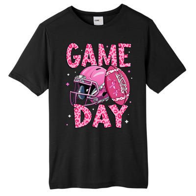 Leopard Game Day P.Ink American Football Tackle Breast Cancer Gift Tall Fusion ChromaSoft Performance T-Shirt