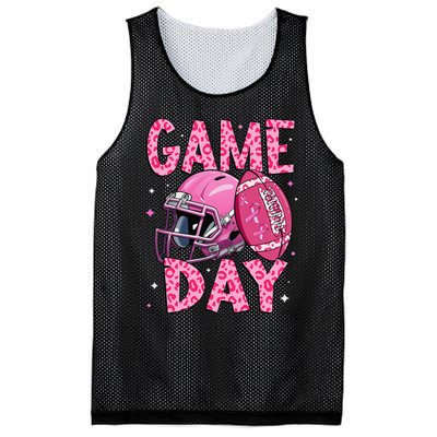 Leopard Game Day P.Ink American Football Tackle Breast Cancer Gift Mesh Reversible Basketball Jersey Tank