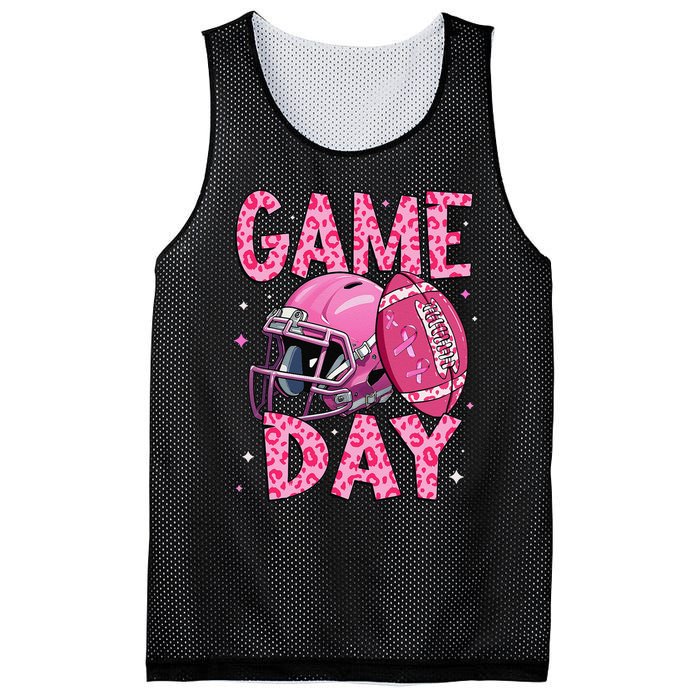 Leopard Game Day P.Ink American Football Tackle Breast Cancer Gift Mesh Reversible Basketball Jersey Tank