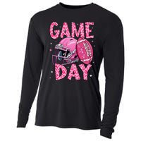 Leopard Game Day P.Ink American Football Tackle Breast Cancer Gift Cooling Performance Long Sleeve Crew