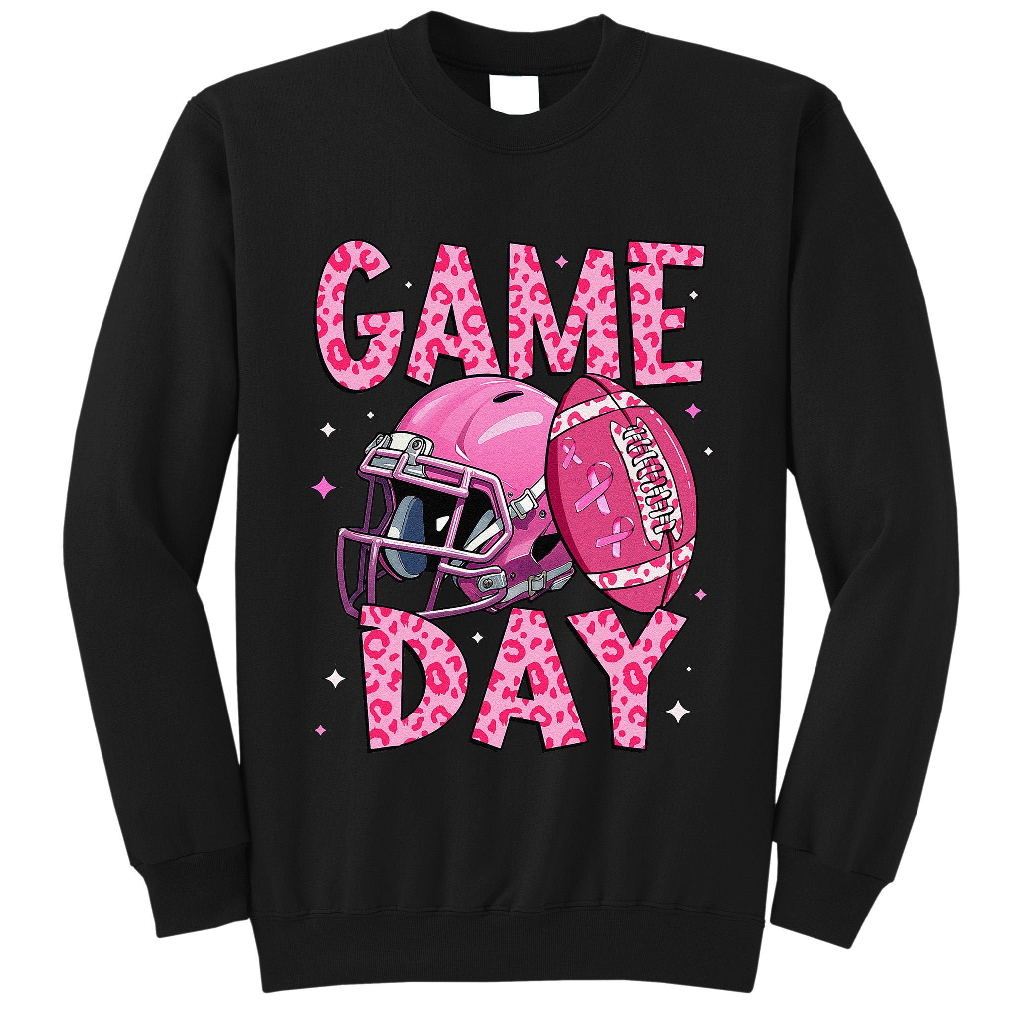 Leopard Game Day P.Ink American Football Tackle Breast Cancer Gift Tall Sweatshirt