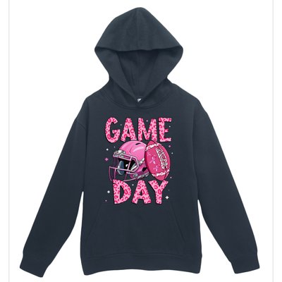 Leopard Game Day P.Ink American Football Tackle Breast Cancer Gift Urban Pullover Hoodie