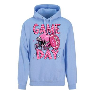 Leopard Game Day P.Ink American Football Tackle Breast Cancer Gift Unisex Surf Hoodie