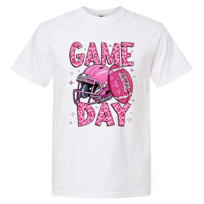 Leopard Game Day P.Ink American Football Tackle Breast Cancer Gift Garment-Dyed Heavyweight T-Shirt