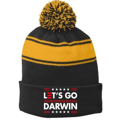 Let's Go Darwin Sarcastic Natural Selection Stripe Pom Pom Beanie