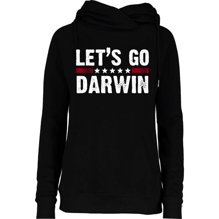 Lets Go Darwin Vintage Logo Womens Funnel Neck Pullover Hood